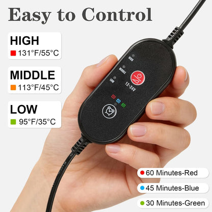Black Heated Seat Cover Heated Seat Warmer for Pain Relief with 3 Levels | Black Heated Seat Cushion for Office Chair, Chair Seat Pad for Back, Waist, HIPS for Home Warm Winter Christmas Holiday Gift