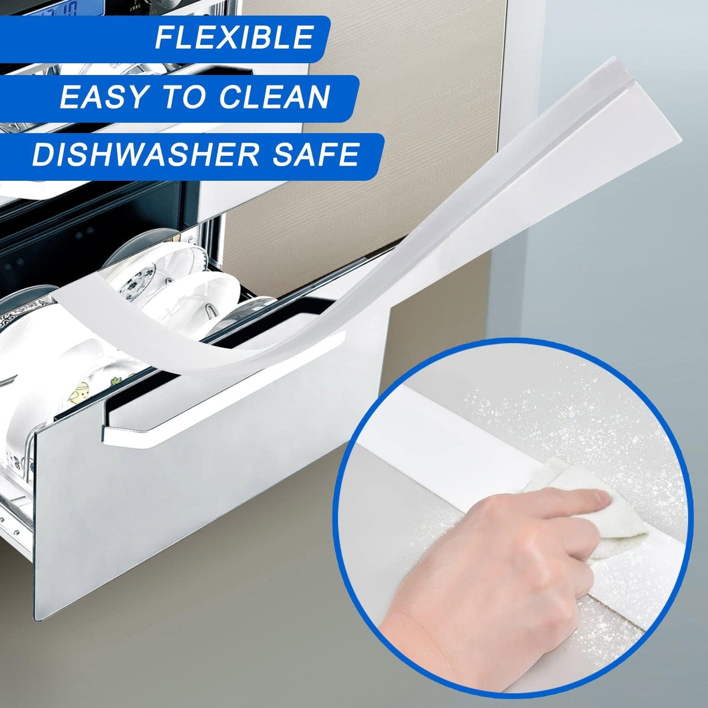Silicone Stove Counter Gap Cover, 2 Pack 30 in Kitchen Gap Filler, White | 2.25 Inch Trim-To-Fit Silicone Strip For Countertop, Oven, Washer And Dryer; Heat Resistant, Easy Clean, Non-Slip