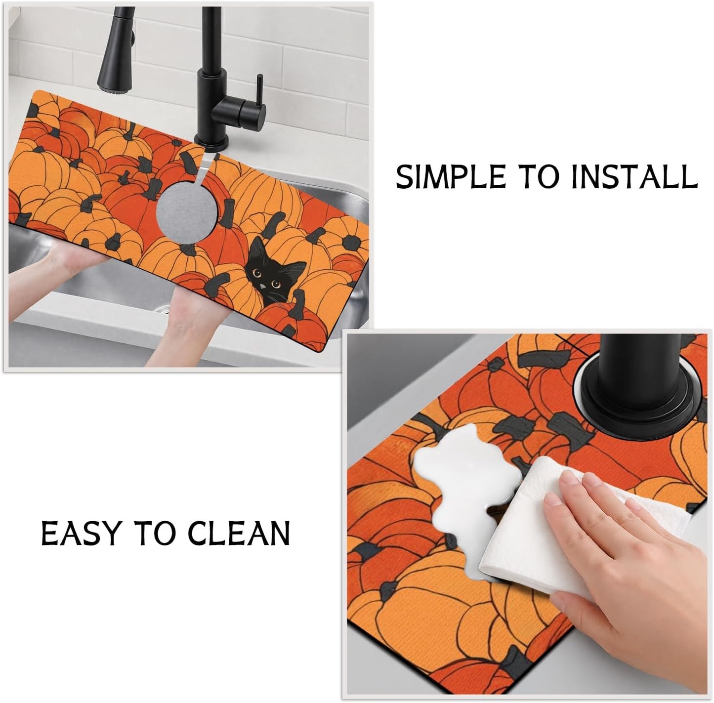 Light Brown White Checkered Kitchen Sink Splash Guard Faucet Mat,Faucet Non-Slip Absorbent Mat,Farmhouse Sink Splash Guard Behind Faucet for Kitchen Bathroom, 15"x5.5"