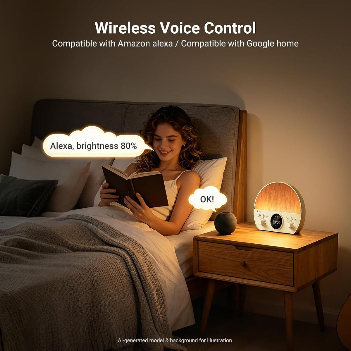 NEEWER NF03 Sunrise Alarm Clock Smart Wake Up Light, AI App Control, Timer