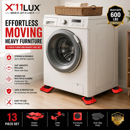 X11LUX - Furniture Moving & Lifting Tool Set, 360° Swivel Wheels, Lifter for Sofa, Cabinet, Washing Machine Appliances, Easy Moving Small Tool, Must Have for Home, Best for Hard Floor
