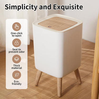 WanWanKa Mini White Plastic Trash Can, 2.6 Gallon Capacity, Slim Design, Anti-Odor, Easy to Clean, Suitable for Any Place | 10Liter Nordic Modern Waste Basket,Plastic Trash bin Suitable for Kitchen, Bathroom, Bedroom, Living Room, Office, Outdoor