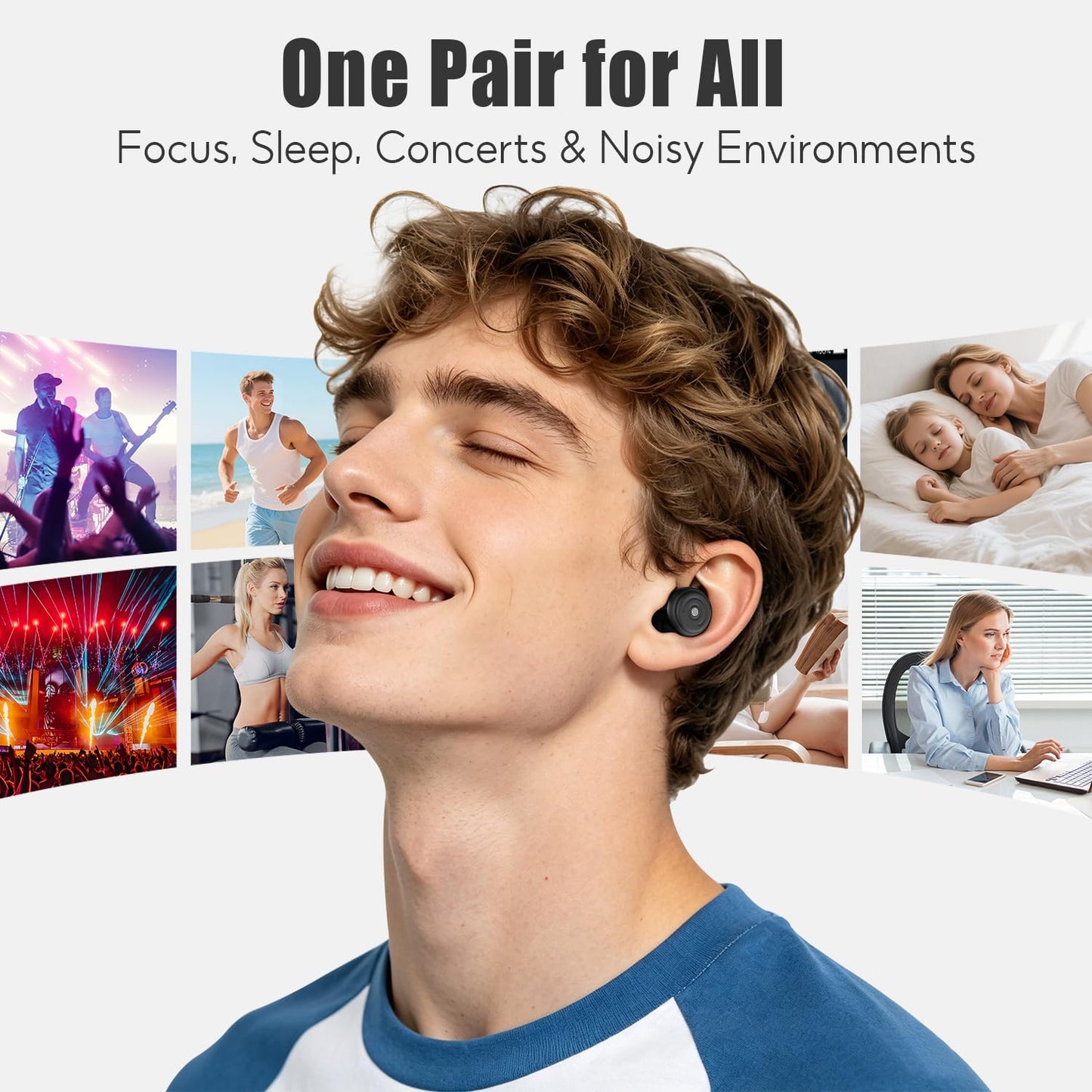 58-26dB Dual Mode Noise Cancelling Ear Plugs for Sleeping, Ear Protection – Flexible Soft Silicone Reusable Earplugs for Side Sleepers, Concerts, Airplane and Focus, with Portable Case