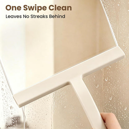 10 Inch Silicone Shower Squeegee for Glass Doors, Streak-Free, Black | No-Squeak Silicone Blade, Ergonomic Round Grip and Built-In Hook for Quick Daily Cleaning of Shower Glass, Tile and Windows