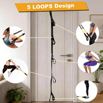 Heavy Duty Loop Door Anchor Strap for Resistance Bands Exercises, Multi Point Anchor Gym Attachment for Home Fitness, Portable Door Band Resistance Workout Equipment