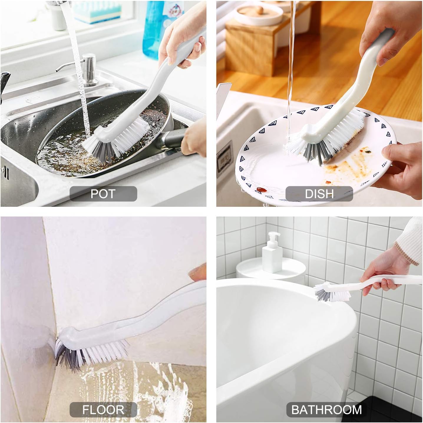 2 Pcs Cleaning Brush Small Scrub Brush for Cleaning Sink Bathroom Kitchen Edge Corner Grout Household Use with Handle