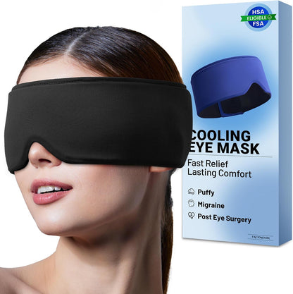 Cooling Gel Eye Mask for Puffy Eyes, Migraine & Headache Relief, Full Eye-Area Cold Compress for Eyes & Temples, FSA Eligible HSA Reusable Eye Ice Pack for Swelling & Post-Surgery Recovery