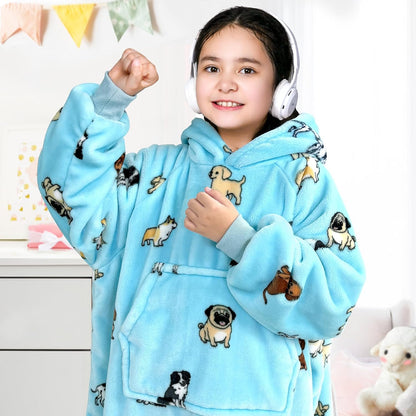 Wearable Blanket Sweatshirt Gifts for Women and Men, Warm and Cozy Giant Blanket Hoodie, Thick Flannel Blanket with Sleeves and Giant Pocket - Dark Gray