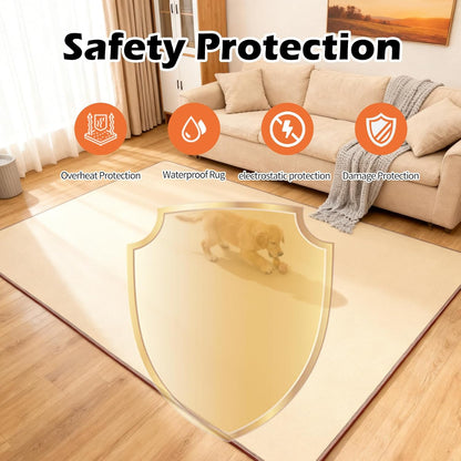 120V Electric Heated Mat Easy Clean PVC Surface Heating Carpet Space Heater Floor Rug with Timer Fast Warm Up for Living Room Office Play Room 600W 39x59 inch NM