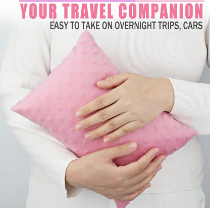 Small Neck Pillow for Recliner Chair Neck Support Pillows Pain Relief Plump Adjustable Filling Nap Airplane Sleeping Little Cushion Minky Dot Dark Gray