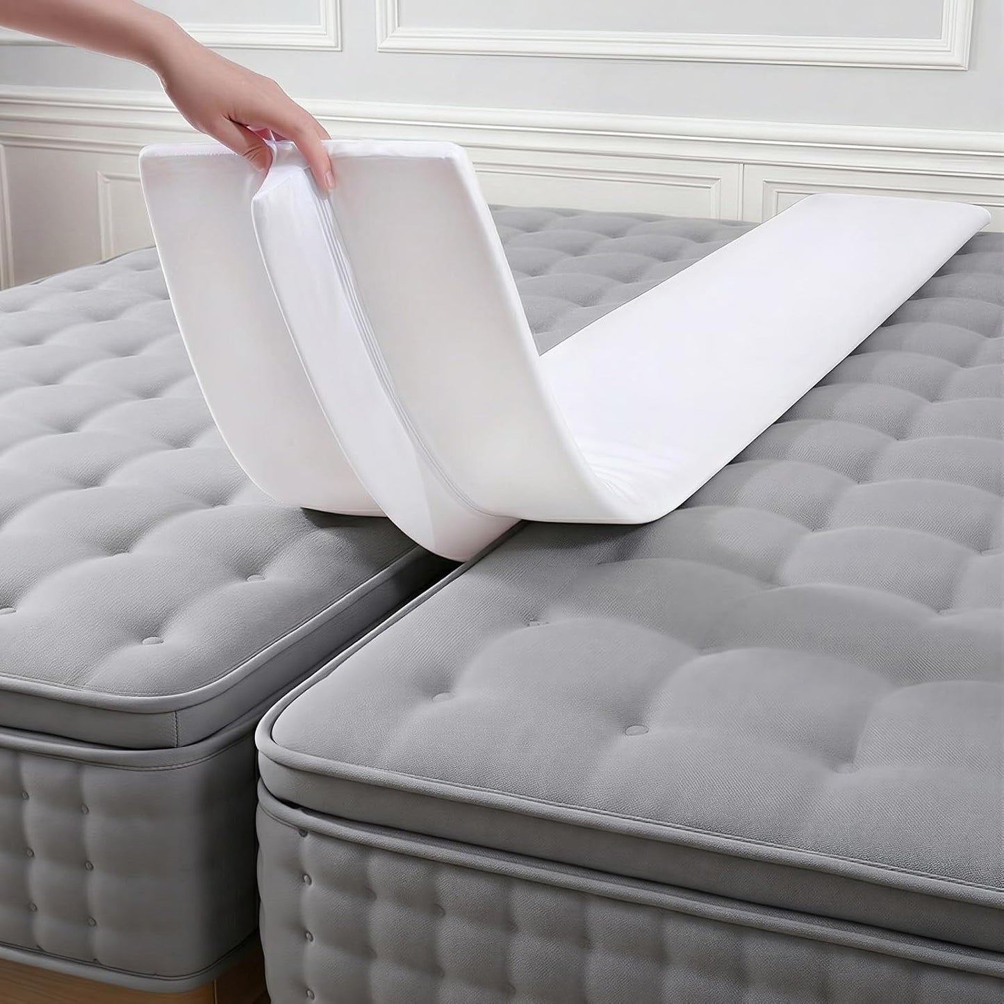 Vekkia 75”×12”Wide & Thin Split King Gap Filler for Adjustable Bed | For 1.5”–3” Gaps, Easy Install, Bed Bridge Twin XL to King, Washable Cover, Fits College Dorm, Guest Room, Hotel, Daybed