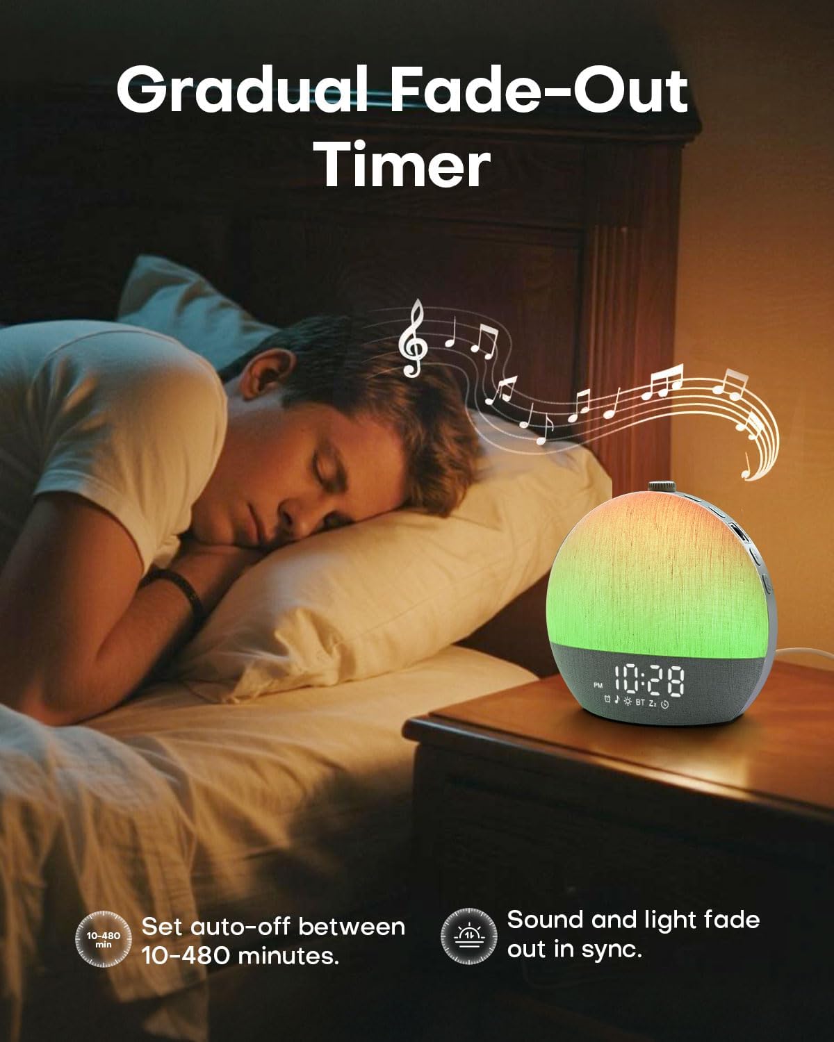 Sunrise Alarm Clock, White Noise Sound Machine, Sunlight Alarm Clocks for Bedrooms, 9 Natural Wake Up RGB Night Light, 30 Soothing Sounds for Heavy Sleepers, Baby, Kids, Adults