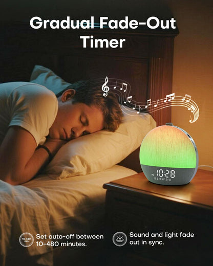 Sunrise Alarm Clock, White Noise Sound Machine, Sunlight Alarm Clocks for Bedrooms, 9 Natural Wake Up RGB Night Light, 30 Soothing Sounds for Heavy Sleepers, Baby, Kids, Adults