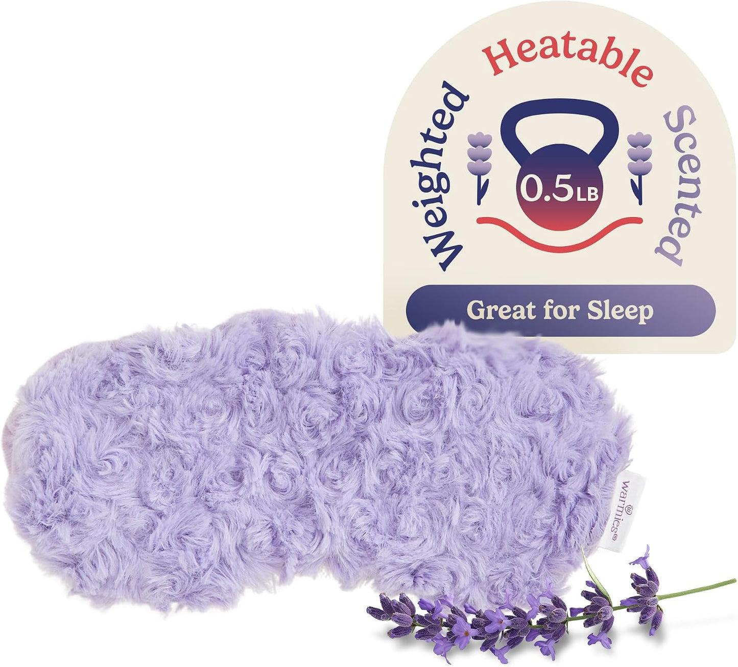 warmies Microwavable Eye Mask for Warmth & Comfort - Heating & Cooling Compress for Calming Relaxation - Weighted & Heated Eye Mask with Scented Lavender for Sleeping - Snowy