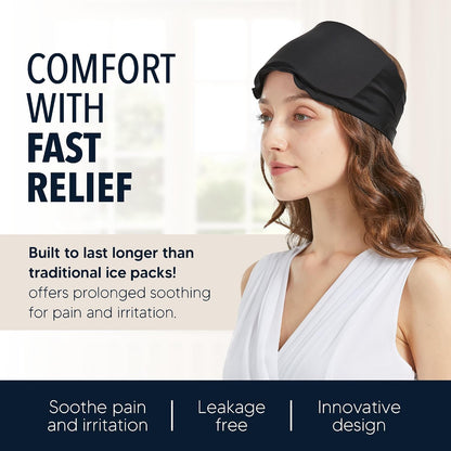 Cooling Eye Mask for Puffiness - Gel Eye Mask Reusable - Eye Ice Pack for Migraines, Sinus Pain, Sore Eyes & Face Ice Pack Therapy - with Adjustable Strap