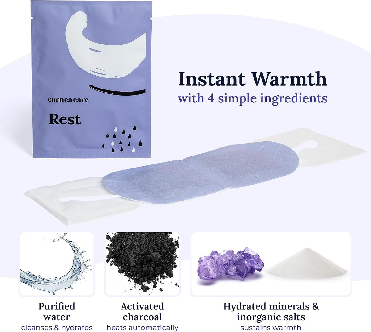 CorneaCare Rest Self Heating Warm Compress for Dry, Tired Eyes | 30 Count