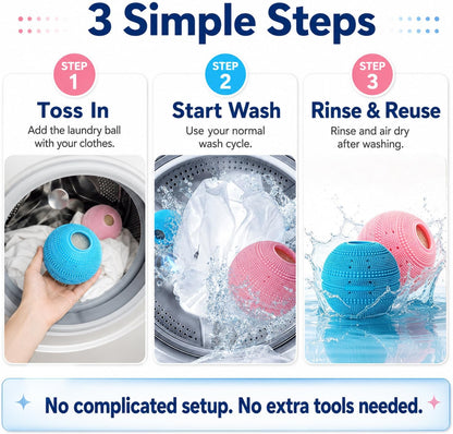 Reusable Laundry Ball for Washing Machine, Reusable Silicone Scrubber with Built-in Filter, Captures Pet Hair, Lint & Dirt, Helps Reduce Tangling, Fabric Safe, 1 Pack(Blue)