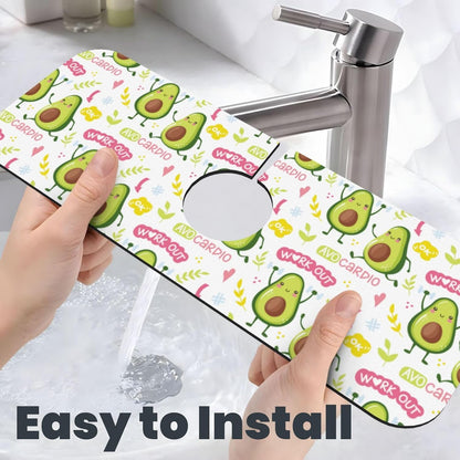 Wildflowers Floral Flower Kitchen Sink Splash Guard Faucet Mat Super Absorbent Fast Drying Mat Sink Gadgets-Fast Drying Pad Sink Mat For Kitchen Bathroom (15" X 5.5" )