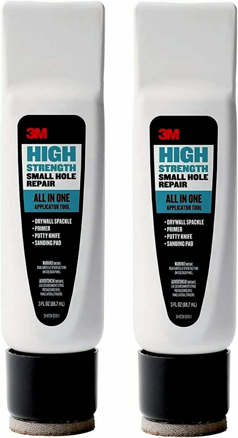 3M High Strength Small Hole Repair, All-in-One Applicator Tool | Quick and Easy Repair for Nicks and Nail Holes, Includes Putty Knife, Spackle, and Sanding Pad For Wall Repairs