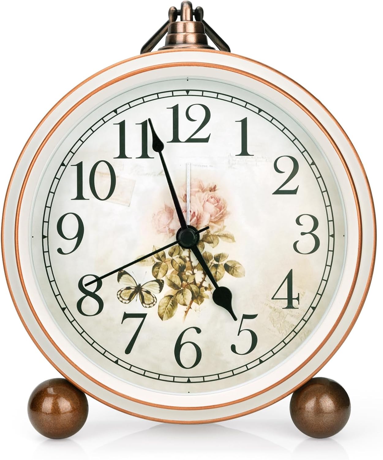 Maxspace 5.2in Analog Clock, Retro Silent Desk Clock Non-Ticking & Battery Operated with Quartz Movement,Clock Decor for Bedroom Living Room