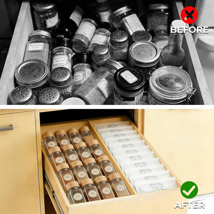 UFORU Acrylic Drawer Spice Organizer 4 Pack,Expandable 11‑22" Tray | Clear Tiered Spice Rack for Drawer,Seasoning Organizer,Hold Up to 24 Standard Spice Jars,No Assembly,Jars Not Included