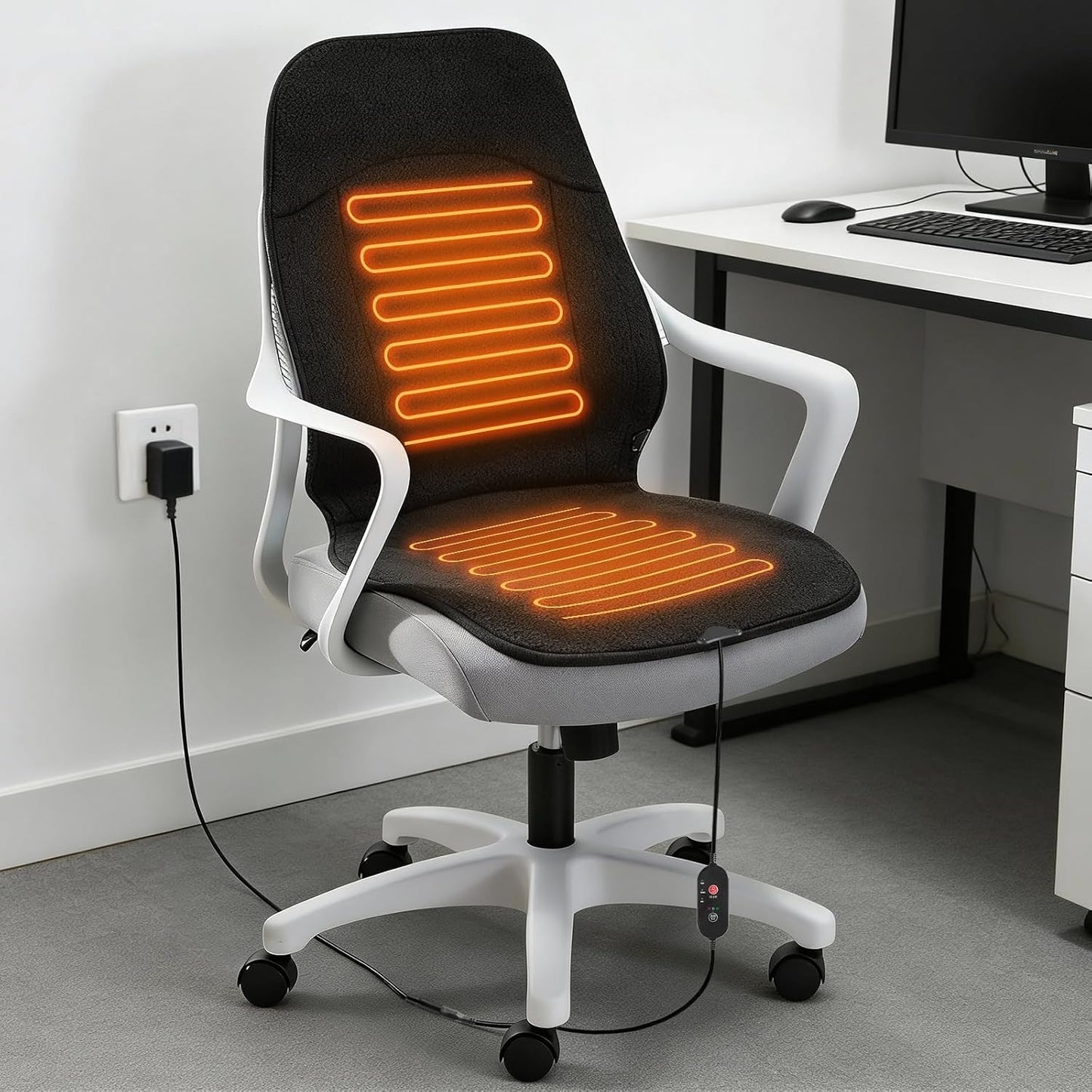 Heated Seat Cover with Fast Heat Warmer, 3-Level Winter Office Heating Pad | Large Winter Seat Cushion Heating Pad for Winter Home Office for Pain Relief, 3 Models Setting, Black