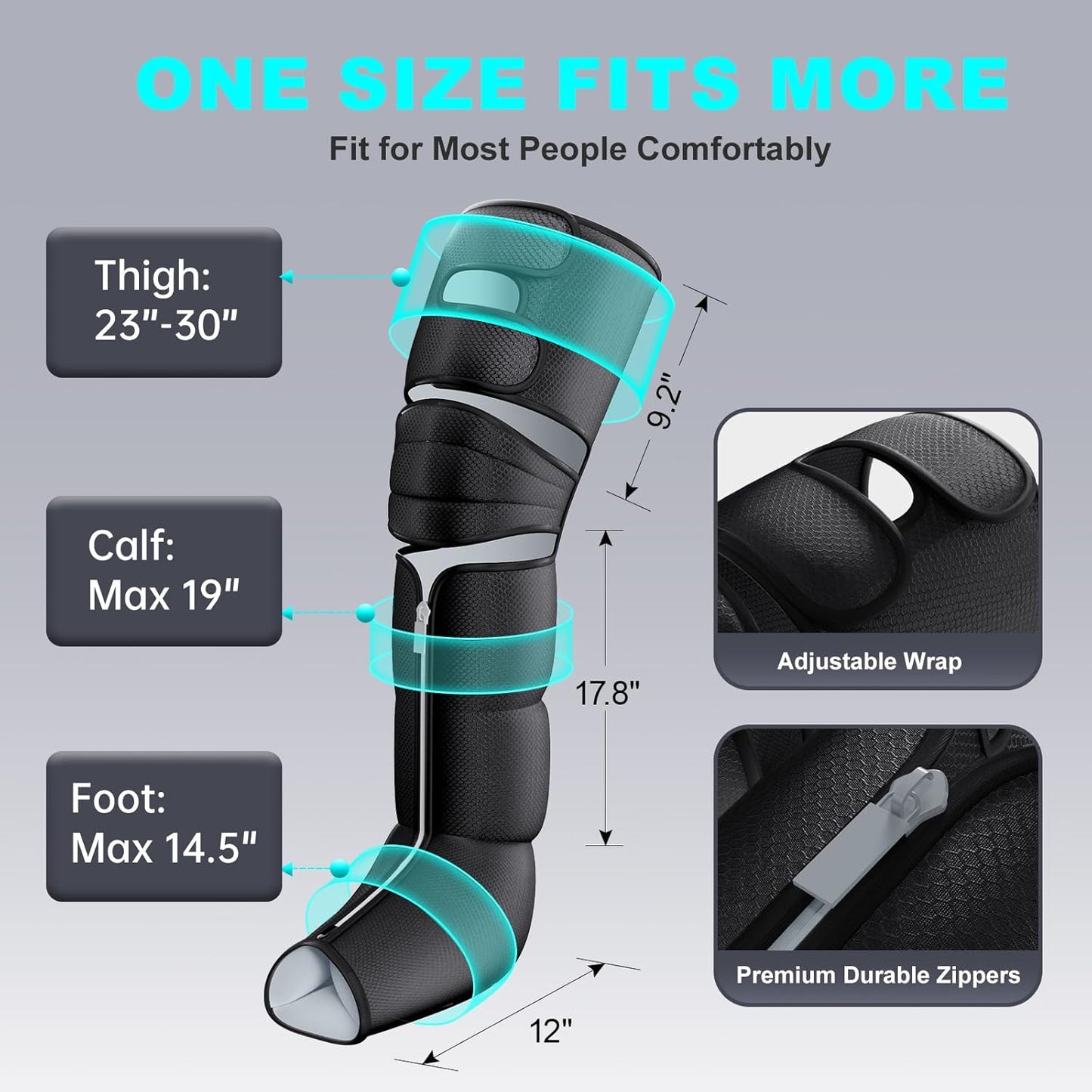 Leg Compression Massager for Circulation and Pain Relief, Compression Boots with Heated Knee, 6 Modes 12 Intensities 3 Timers, Foot Calf Thigh Recovery Machine, Gifts for Man Woman, Black