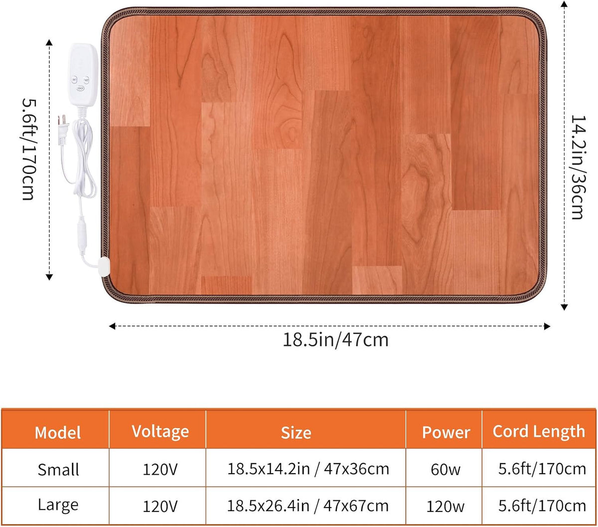Heated Floor Mat, Foot Warmer Under Desk, Feet Heating Pad with 10 Heat Settings and Timer, Fast Heating for Office, Home, Study Play Room 120V 60W 18.5x14.2 inch SZ