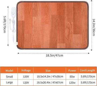 Heated Floor Mat, Foot Warmer Under Desk, Feet Heating Pad with 10 Heat Settings and Timer, Fast Heating for Office, Home, Study Play Room 120V 60W 18.5x14.2 inch SZ