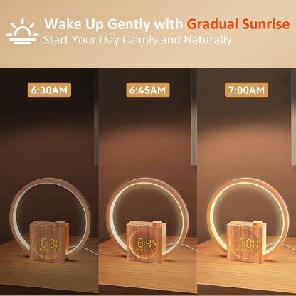 Sunrise Alarm Clock with Sound Machine: White Noise Machine for Heavy Sleepers, 12 Light Colors 30 Sleep Sounds 20 Brightness 32 Volume - Wake up Light with Touch Control for Bedrooms and Better Sleep