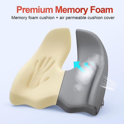 Benazcap Large Ergonomic Seat Cushion Relieves Sciatica & Tailbone Pain