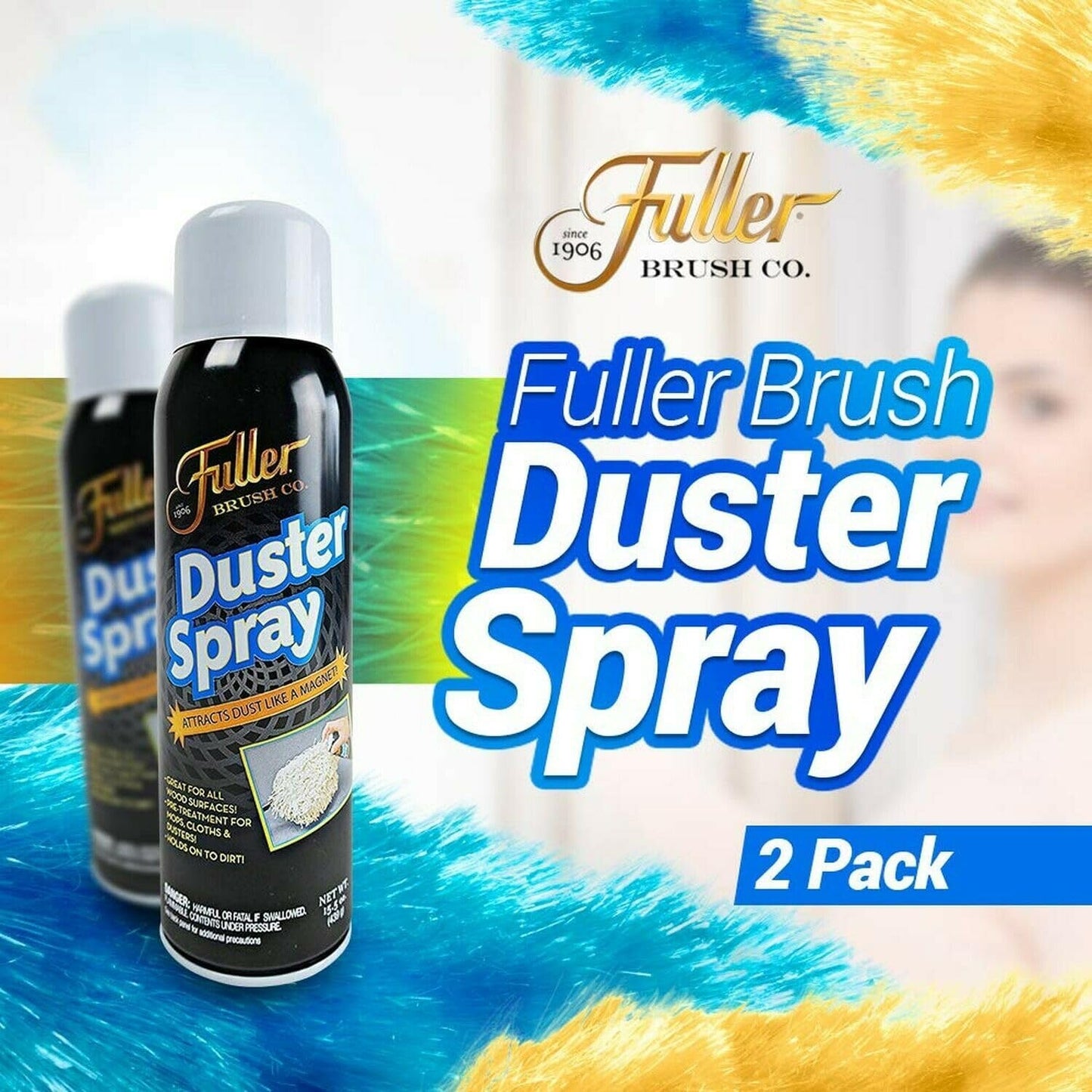 Fuller Brush Duster Spray – 15.5 oz Multi Surface Dust Removing Sprayer - Safe Household Cleaning for Floors, Furniture, Blinds & Car Interiors (Pack of 1)