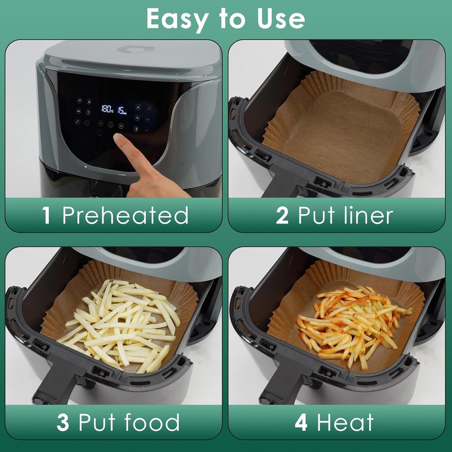 400 Pcs 8" Square Air Fryer Liners Disposable, Airfryer Paper for 5-8QT | Food-grade Parchment Paper for Air fryer Basket, Non-Stick, OilProof Baking Sheets for Oven Pan