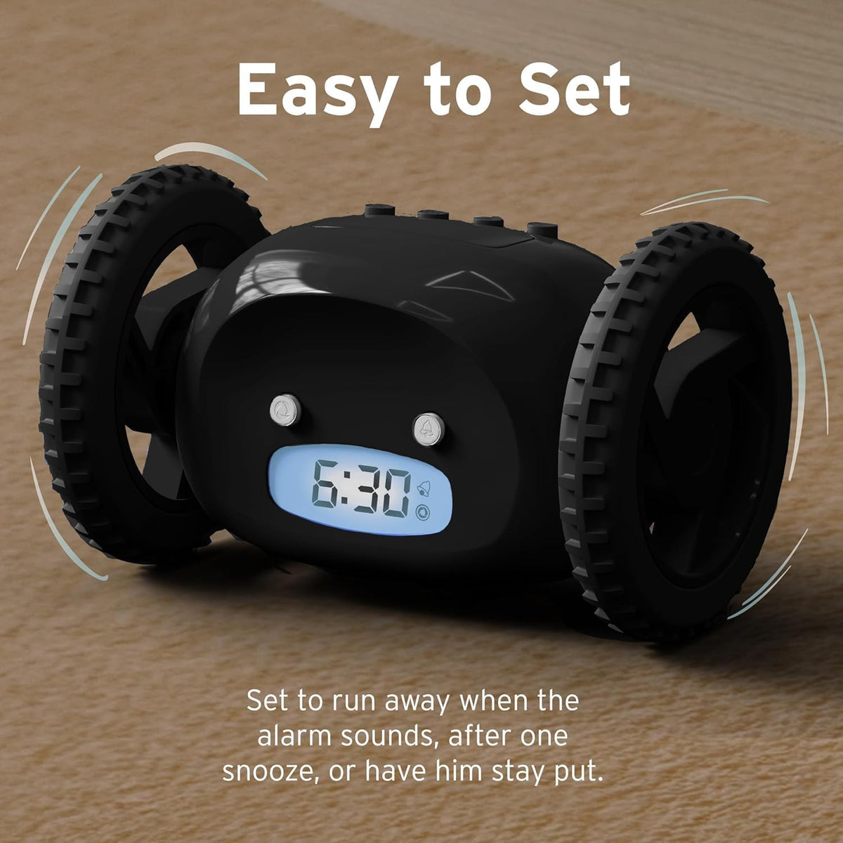 CLOCKY Alarm Clock on Wheels – Loud Rolling Alarm Clock for Heavy Sleepers