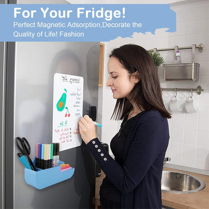 KITANIS Magnetic Pen Holder,2 Pack Magnetic Dry Erase Marker Holder with Generous Compartments,Strong Magnet Storage Marker Pen Pencil Organizer for Refrigerator,Whiteboard,Locker Accessories