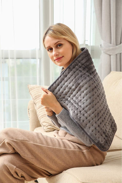 Ambershine 19''x24'' Weighted Neck & Shoulder Heating Pad, 2.5lbs with 12 Temperature Settings& 4 Auto-Off Timers, Pain Relief for Neck/Shoulder/Back(Gray&Blue)