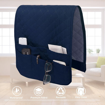 Armchair Caddy for Couch Remote Control Holder with 4 Pockets, Grey 1 Pack | Non-slip, Waterproof, Sofa Armset Organizer, Couch Chair Armrest Storage for TV Remote Control Phone Book Magazine 35"x13"