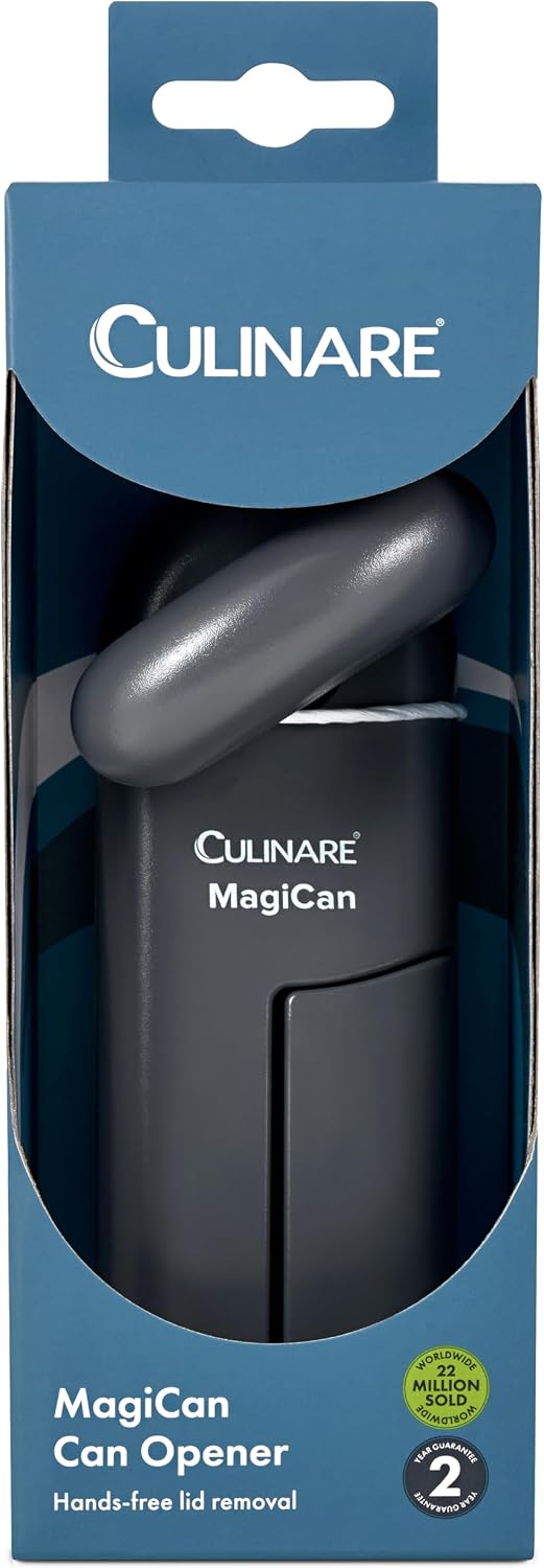 Culinare MagiCan, Manual Can Opener with Lid Release - Heavy Duty Lid Opener Kitchen Gadgets - Home Can Lid Opener Manual - Easy to Use Hand Held Effortlessly Open Cans, White, Stainless Steel
