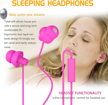 MAXROCK Sleep Earbuds,Ultra Soft Lightweight Sleep Earphones Headphones with Volume Control and Mic for Insomnia, Side Sleeper, Snoring, Air Travel, Meditation & Relaxation (Acid Blue)