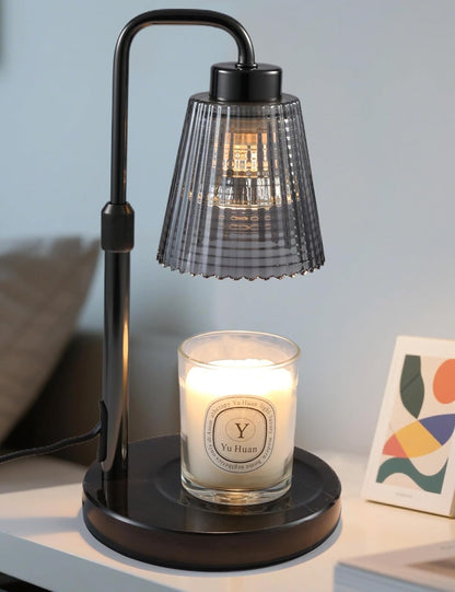 Silver Gray Candle Warmer Lamp with 24h Cycle Timer, Dimmable Wax Warmer