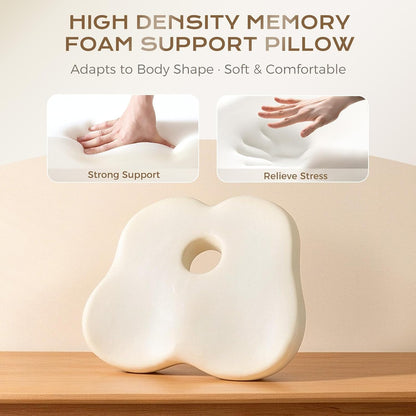 Coverado Lumbar Support Pillow and Seat Cushions for Office Chairs, Memory Foam Orthopedic Coccyx Cushion for Tailbone Pain Cushion Pillow & Back Pain Pressure Relief Seat Cushion Coffee&Beige