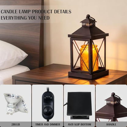 2026 New Candle Warmer Lamp with Timer,Compatible with 3 Wick Candles Jars,Vintage Candle Warmer Lantern Lamp,Dimmable Farmhouse Candle Lamp Warmer,Fully Enclosed and Hanging Up Designed