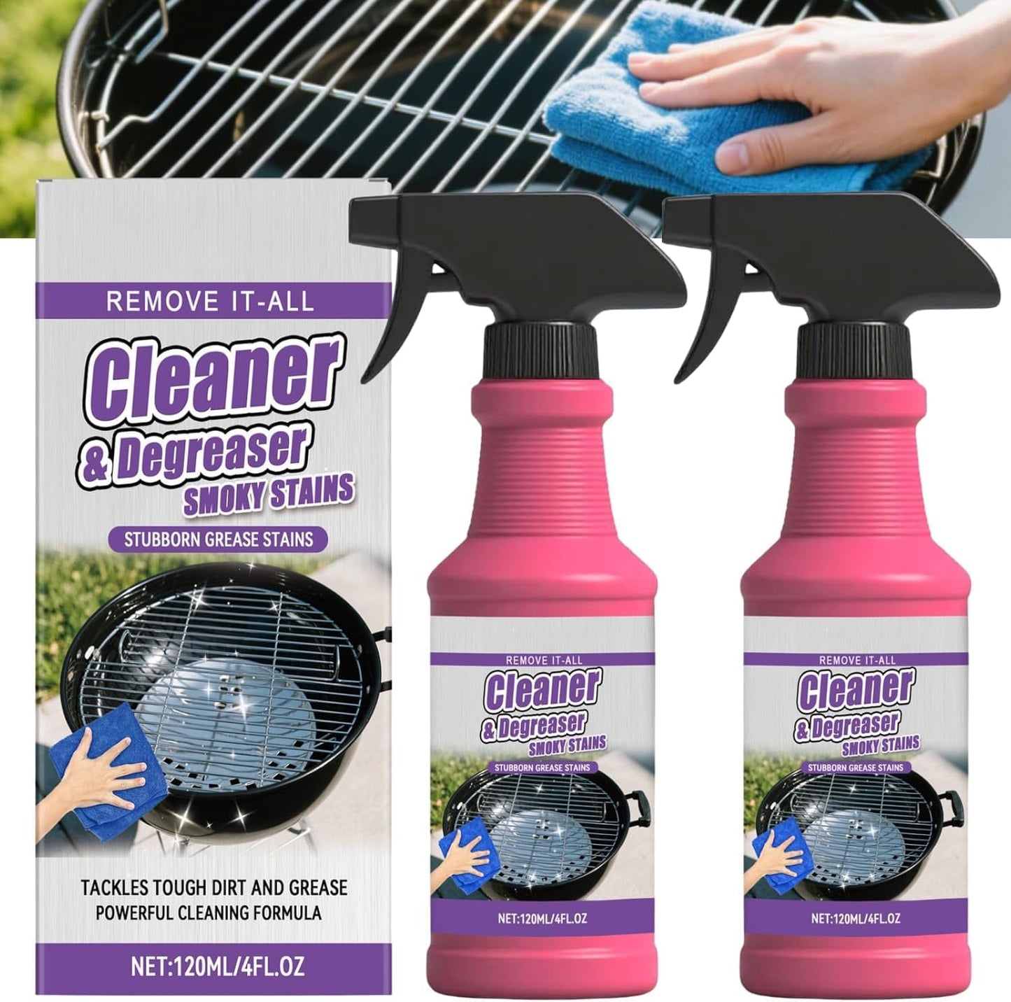 Fast Acting Heavy Duty Grill Degreaser Spray, 2026 New Professional Grade BBQ Cleaner Multi-Purpose Grease Remover for Oven Stove Air Fryer Outdoor Grill Powerful Kitchen Degreaser for Home Commercial