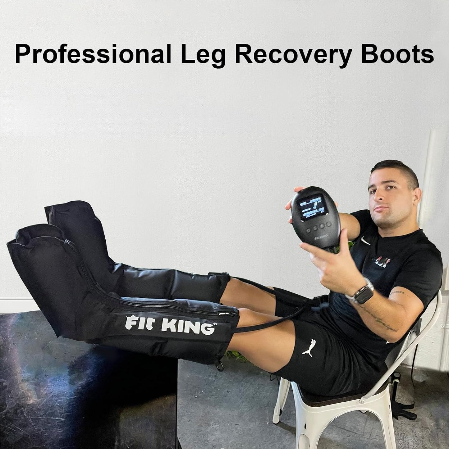FIT KING Air Compression Leg Massager for Recovery, Foot and Calf Massager | Sequential Boots for Muscle Relaxation, Zipper Wearing, Not Cordless, FSA-HSA