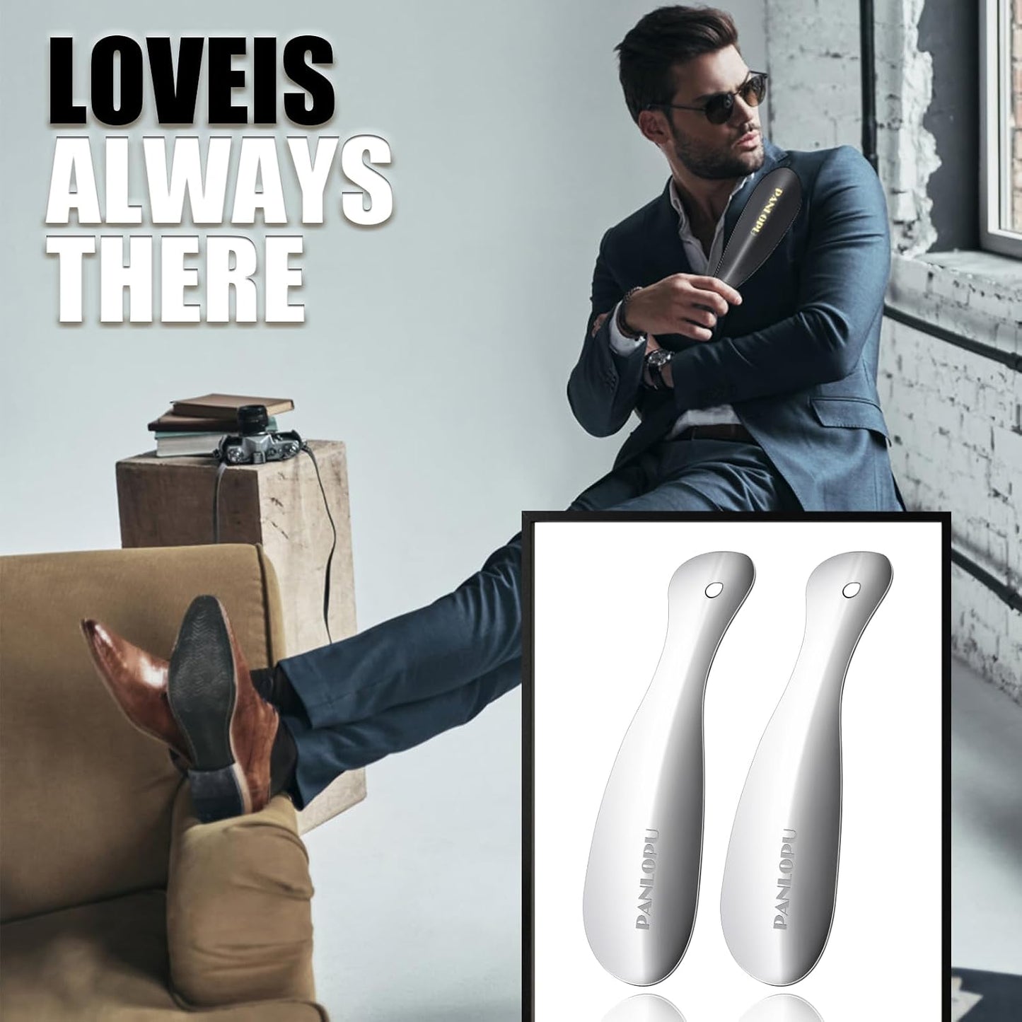 Metal Shoe Horn 7.5Inch Portable Stainless Steel Fashion Travel | Rust-resistant Ergonomic Curved Design Compact Size