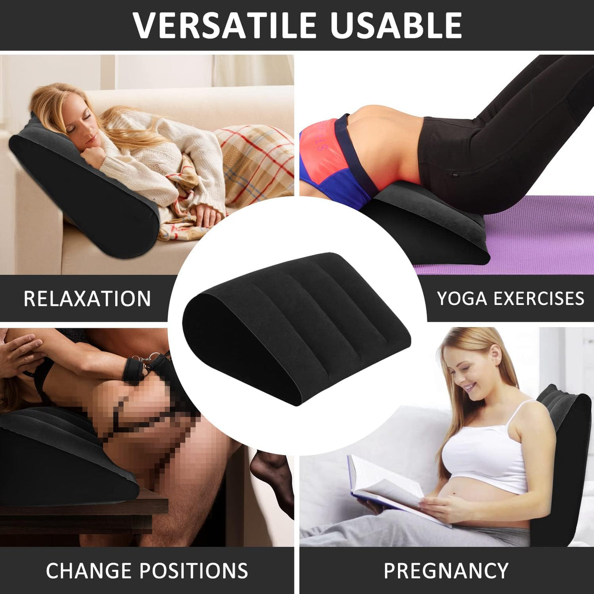 Prosixtoy Portable Wedge Pillow Inflatable Cushion - Body Positioners Lightweight Wedge Pillow for Sleeping, Leg Elevation, Use in Bed, Travel, Camping, Fast Inflating Deflation (Grey)