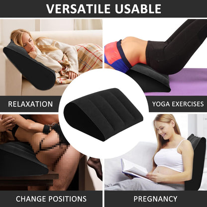 Prosixtoy Portable Wedge Pillow Inflatable Cushion - Body Positioners Lightweight Wedge Pillow for Sleeping, Leg Elevation, Use in Bed, Travel, Camping, Fast Inflating Deflation (Grey)