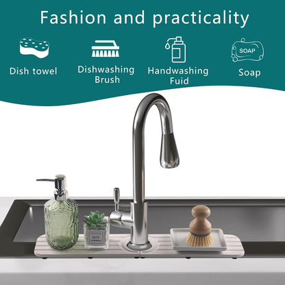 Water Absorbing Stone Kitchen Sink Mat Faucet Splash Guard for Bathroom | Quick Dry, Raised Feet, Diatomaceous Earth, Stone Faucet Mat, Sink Protector for Counter, Sink Accessories, Bathroom Decor