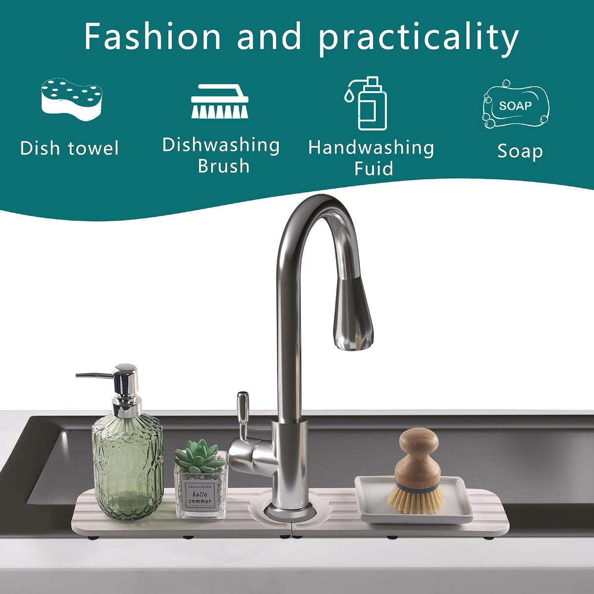 Water Absorbing Stone Kitchen Sink Mat Faucet Splash Guard for Bathroom