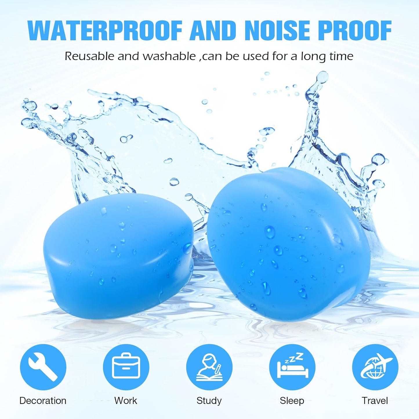Frienda 21 Pairs Silicone Ear Plugs for Sleeping,Blue, Orange, Rose Red